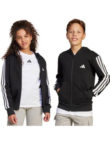 adidas Essentials FullZip Kids' Sweatshirt Black and White JD6494