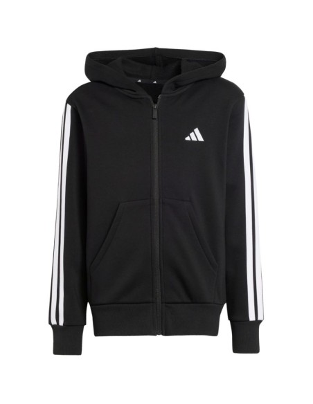 adidas Essentials FullZip Kids' Sweatshirt Black and White JD6494