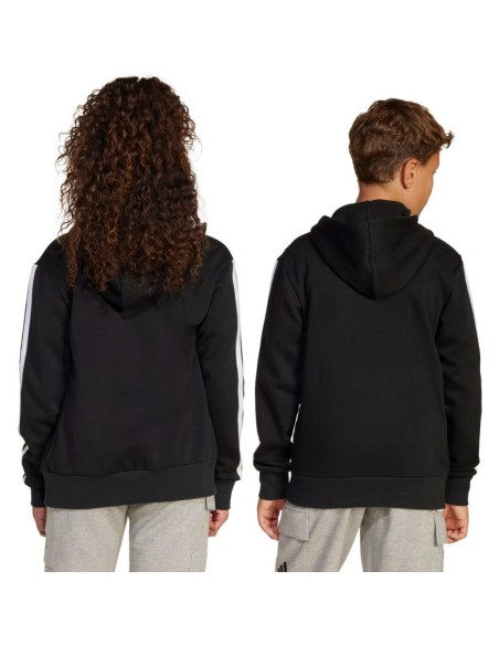 adidas Essentials FullZip Kids' Sweatshirt Black and White JD6494