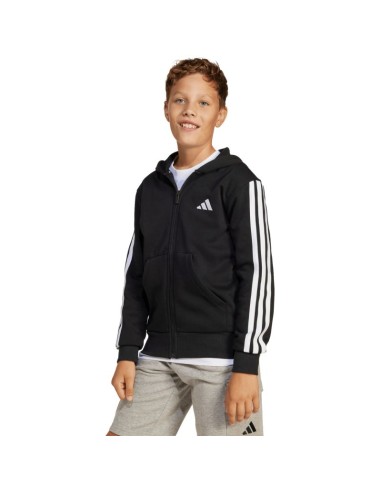 adidas Essentials FullZip Kids' Sweatshirt Black and White JD6494