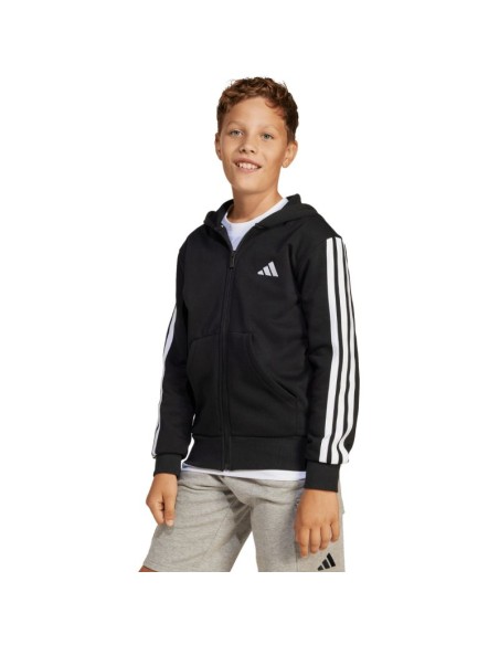 adidas Essentials FullZip Kids' Sweatshirt Black and White JD6494