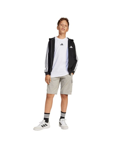 adidas Essentials FullZip Kids' Sweatshirt Black and White JD6494