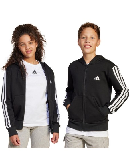 adidas Essentials FullZip Kids' Sweatshirt Black and White JD6494