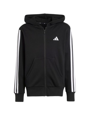 adidas Essentials FullZip Kids' Sweatshirt Black and White JD6494