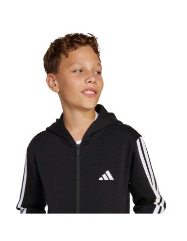 adidas Essentials FullZip Kids' Sweatshirt Black and White JD6494