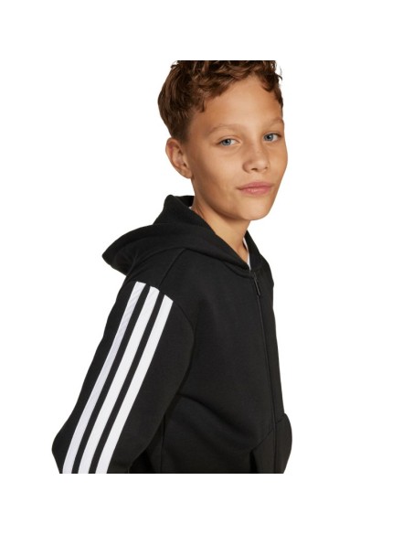 adidas Essentials FullZip Kids' Sweatshirt Black and White JD6494