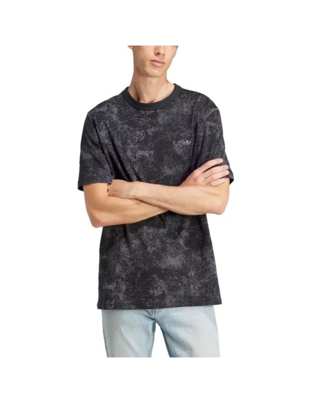 Men's cotton tshirt adidas Adventure Allover Print Tee Black stylish black IJ0711