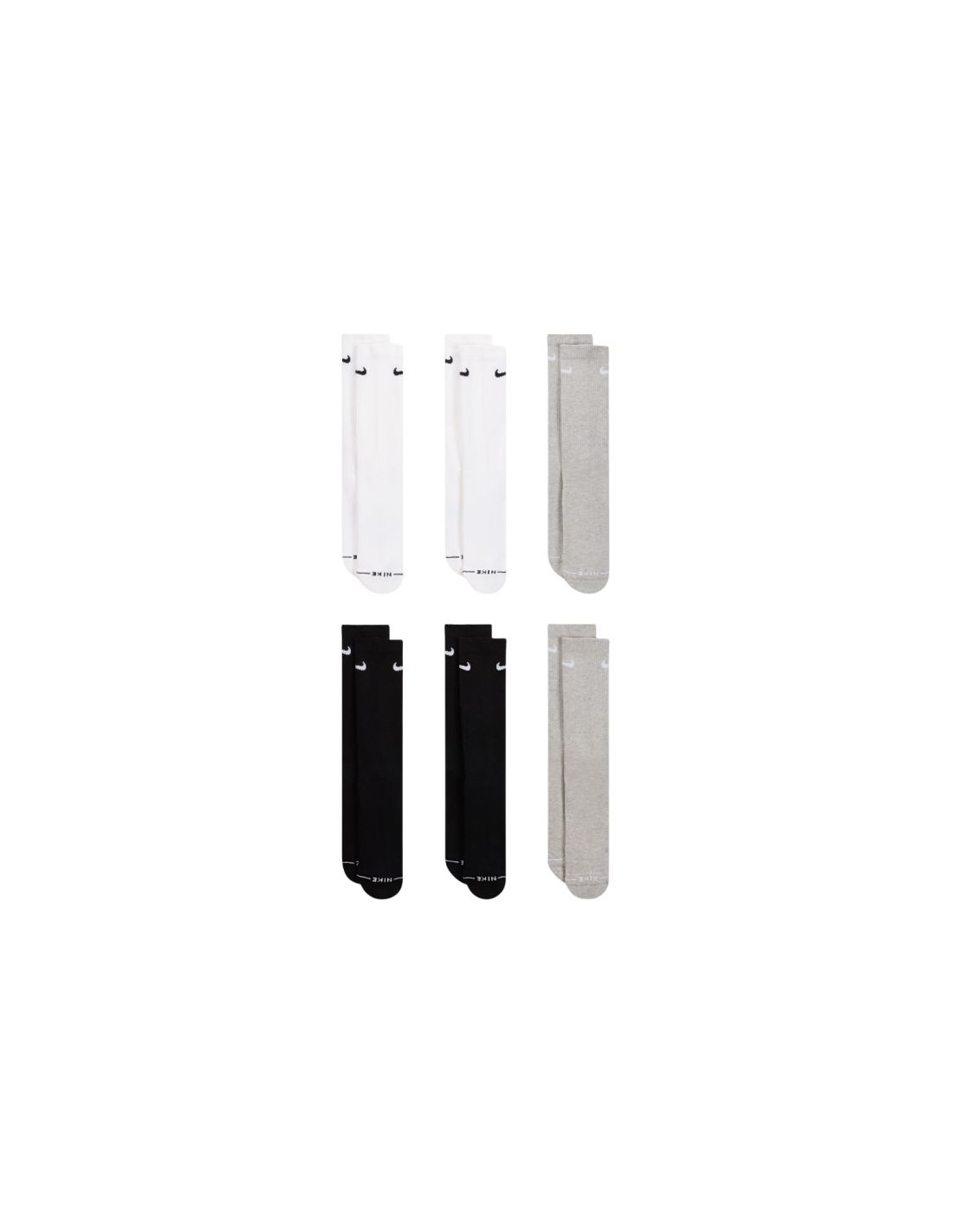 Nike Everyday Elevated Socks 6 Pairs White Black Gray HQ8021 903
