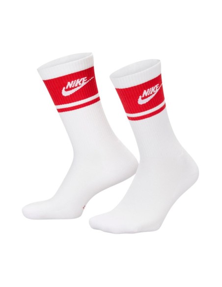 Nike Everyday Elevated Crew Socks 3 Pairs White and Red IM7949 900
