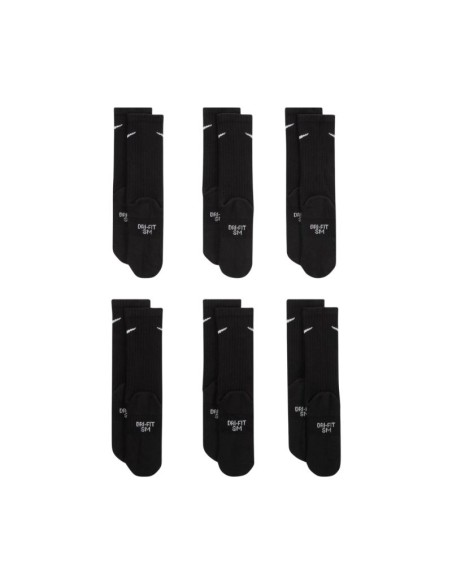 Nike Everyday Cush Crew Kids Socks 6 Pairs Black SX6910 010
