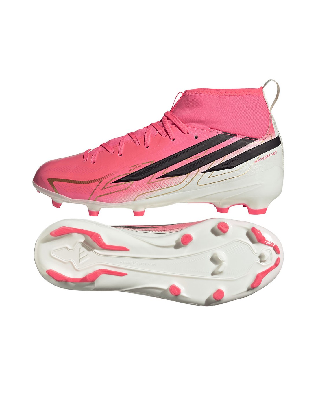 Adidas F50 Hyperfast League Mid FG Kids Soccer Shoes Pink KK1315