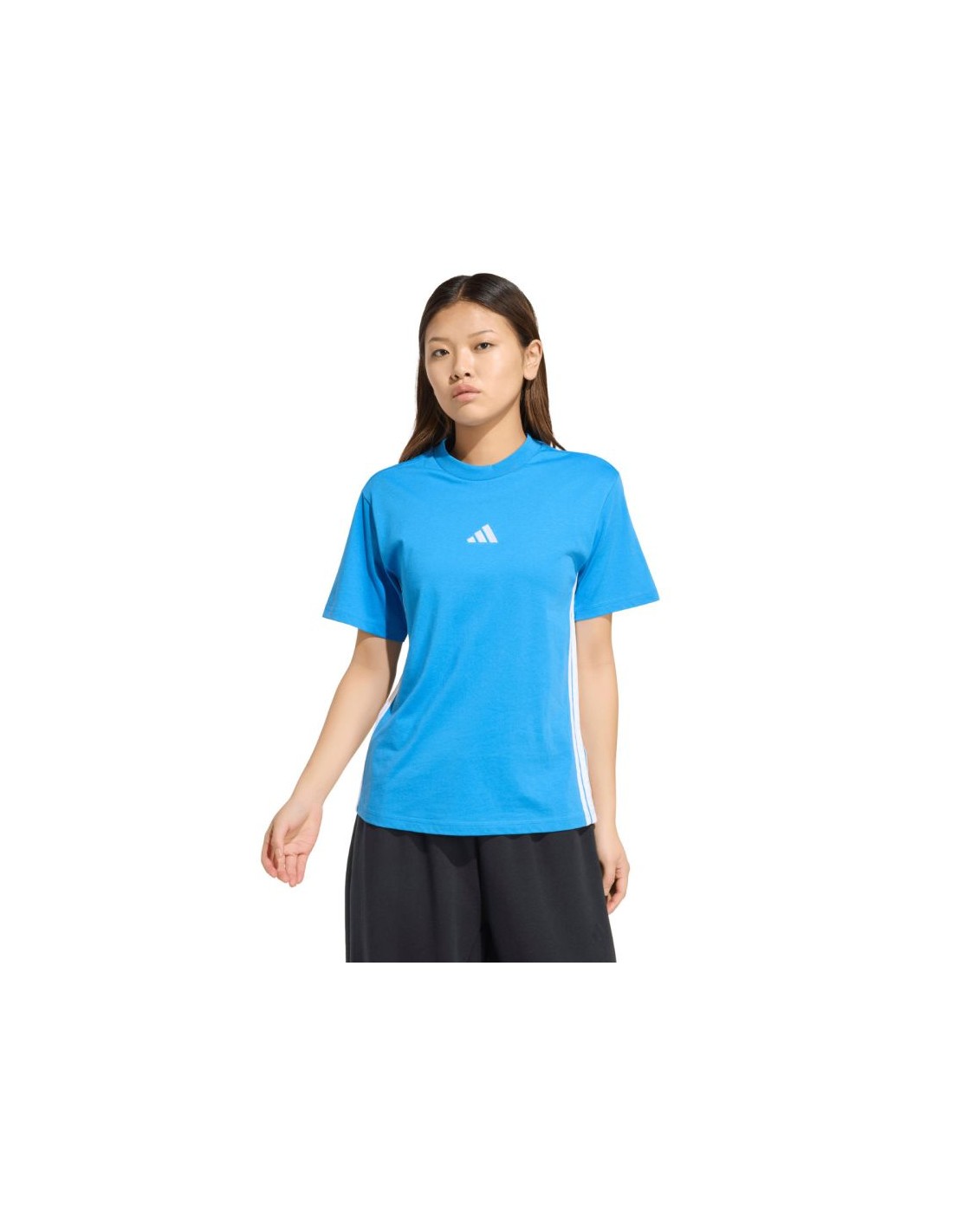 adidas Essentials 3Stripes Cotton Women's TShirt Light Blue KC5197