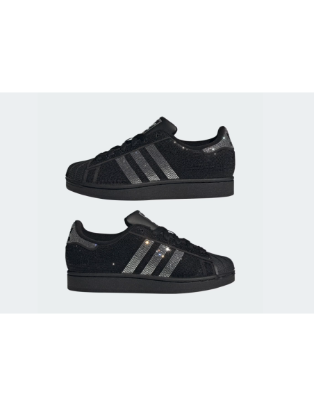 adidas Superstar II Rhinestone Black Silver Women's IH4200 MBS