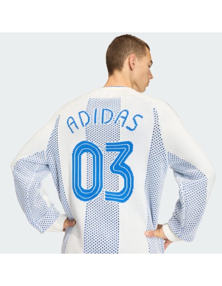 Adidas Blokecore Longsleeve Light Weight Pullover White Blue KQ5085 MBS